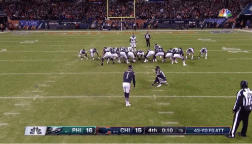 Gif of Chicago Bears field goal hitting the uprights and missing.